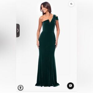 Betsy & Adam Ella Velvet One Shoulder Dress SZ 4